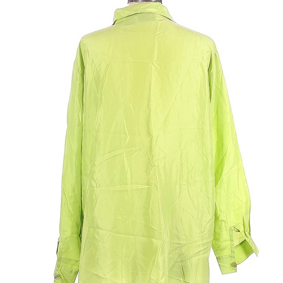 DVF DIANE VON FURSTENBERG size L 100% Silk light green blouse in Excellent cond. - Picture 2 of 7